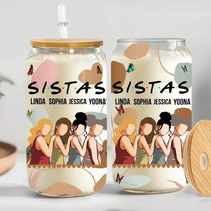 Sister - Sistas Proud Sisters Friendship - Personalized Clear Glass Can (TL) Glass Can The Next Custom Gift