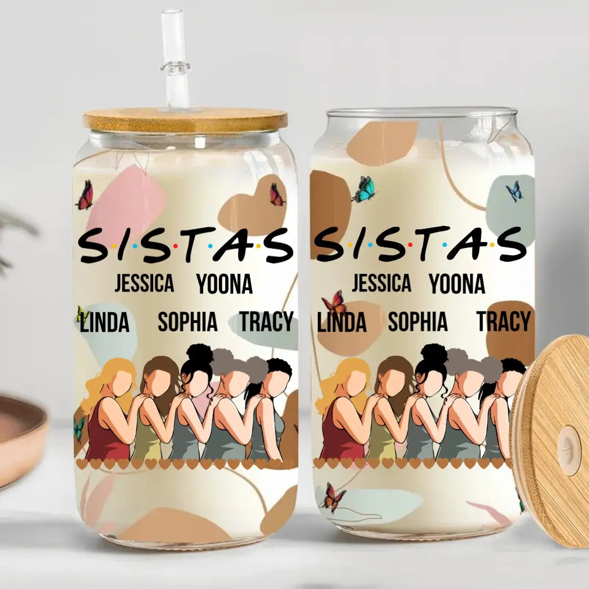 Sister - Sistas Proud Sisters Friendship - Personalized Clear Glass Can (TL) Glass Can The Next Custom Gift