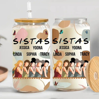 Sister - Sistas Proud Sisters Friendship - Personalized Clear Glass Can (TL) Glass Can The Next Custom Gift