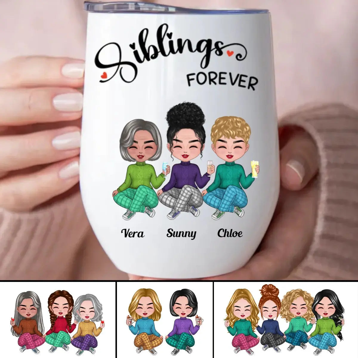 Sisters - Siblings Forever - Personalized Wine Tumbler Wine Tumbler The Next Custom Gift