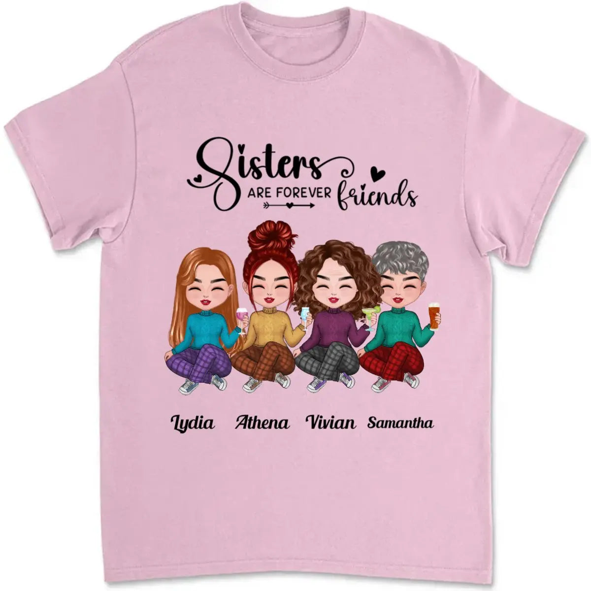 Sisters - Sisters Are Forever Friends - Personalized T-Shirt Shirts & Tops The Next Custom Gift