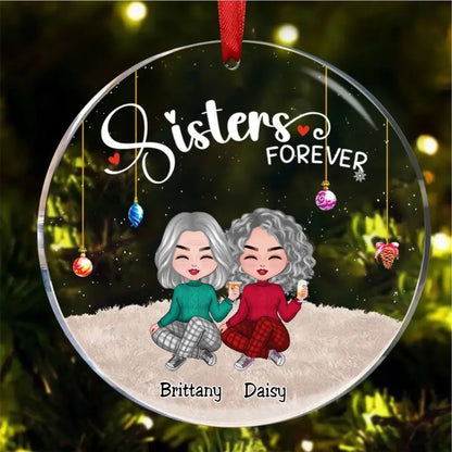 Sisters - Sisters Forever - Personalized Circle Ornament (AA)