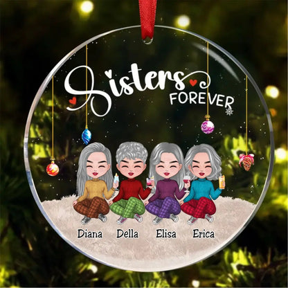 Sisters - Sisters Forever - Personalized Circle Ornament (AA)