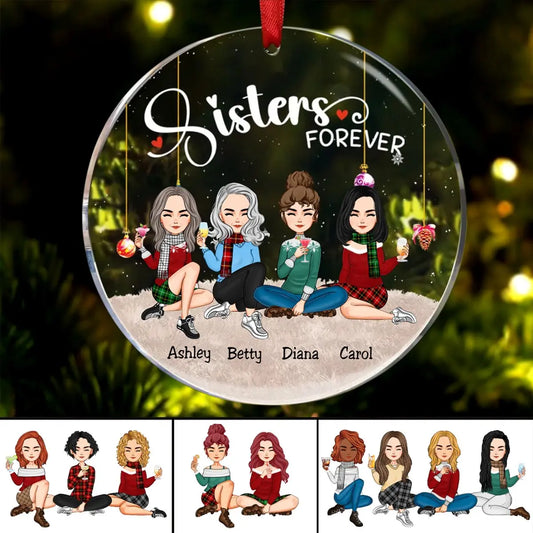 Sisters - Sisters Forever - Personalized Circle Ornament (QH)