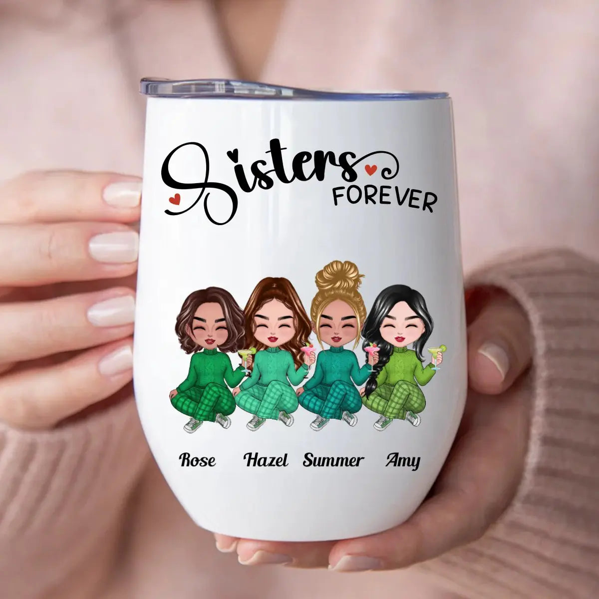 Sisters - Sisters Forever - Personalized Wine Tumbler Wine Tumbler The Next Custom Gift