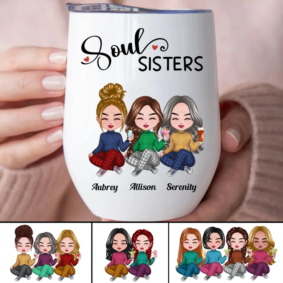 Sisters - Soul Sisters - Personalized Wine Tumbler (VT) Wine Tumbler The Next Custom Gift