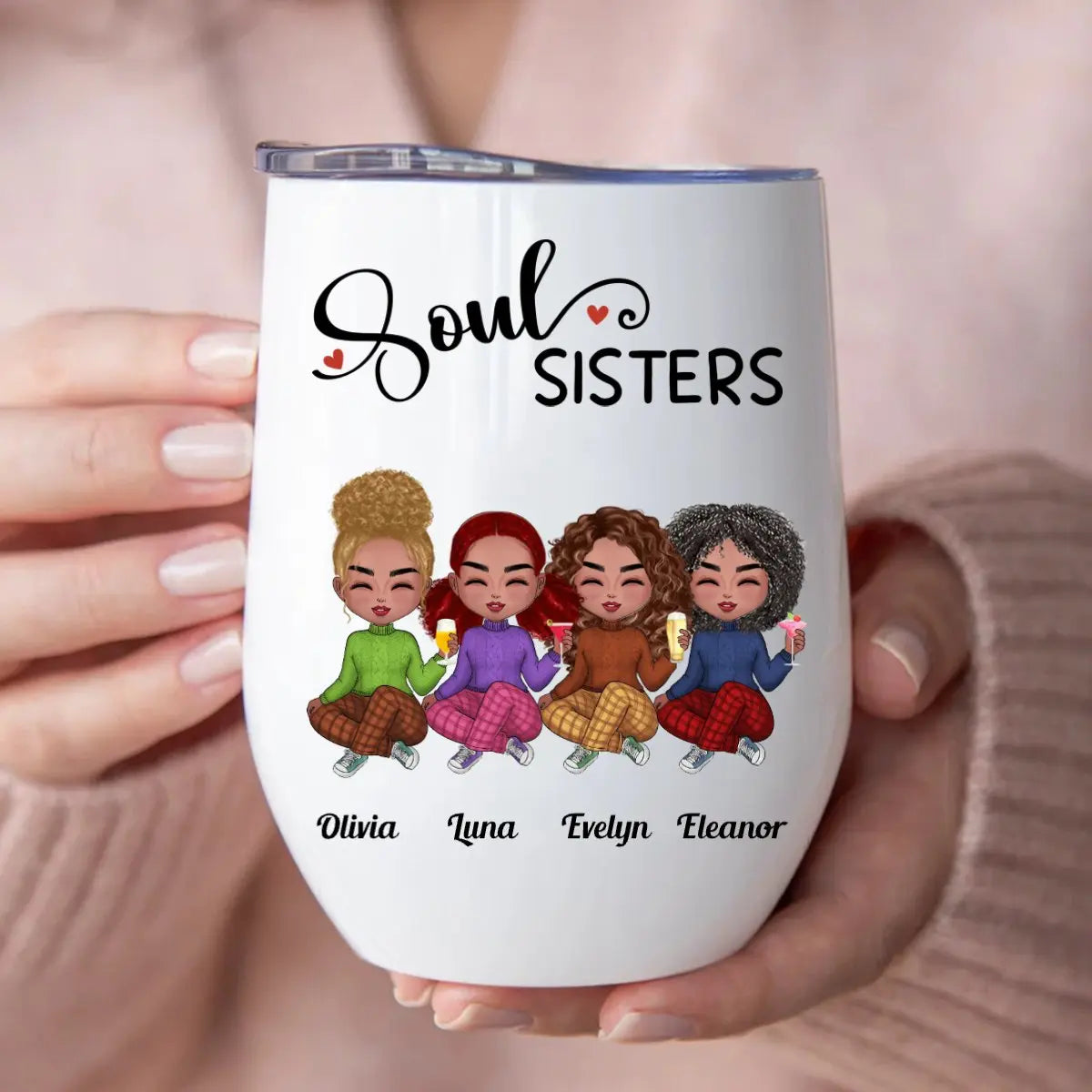 Sisters - Soul Sisters - Personalized Wine Tumbler (VT) Wine Tumbler The Next Custom Gift