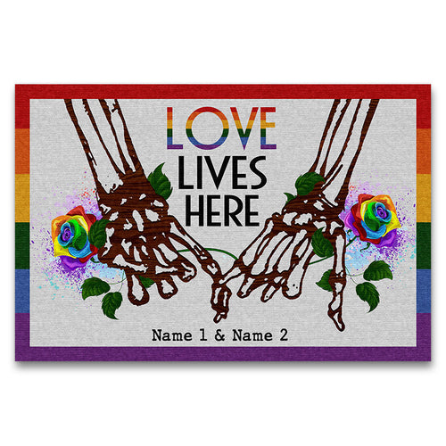 Skeleton Pride Family Love Lives Here - Personalized Custom Doormat