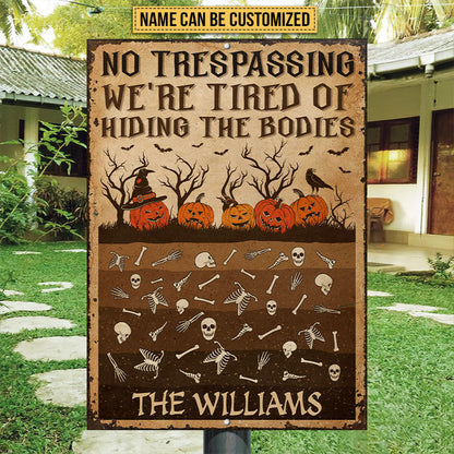 Skull Skeleton Goth Halloween Pumpkin Garden No Trespassing Custom Classic Metal Signs