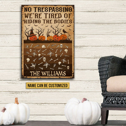 Skull Skeleton Goth Halloween Pumpkin Garden No Trespassing Custom Classic Metal Signs