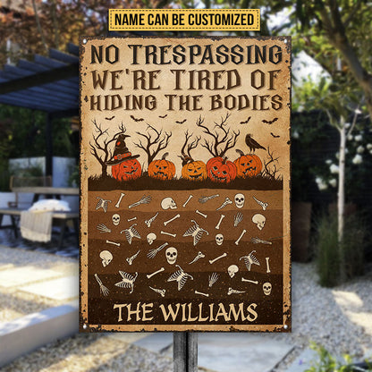 Skull Skeleton Goth Halloween Pumpkin Garden No Trespassing Custom Classic Metal Signs
