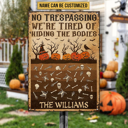 Skull Skeleton Goth Halloween Pumpkin Garden No Trespassing Custom Classic Metal Signs