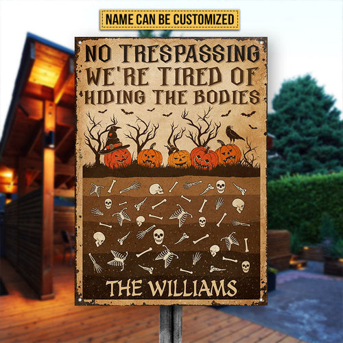 Skull Skeleton Goth Halloween Pumpkin Garden No Trespassing Custom Classic Metal Signs