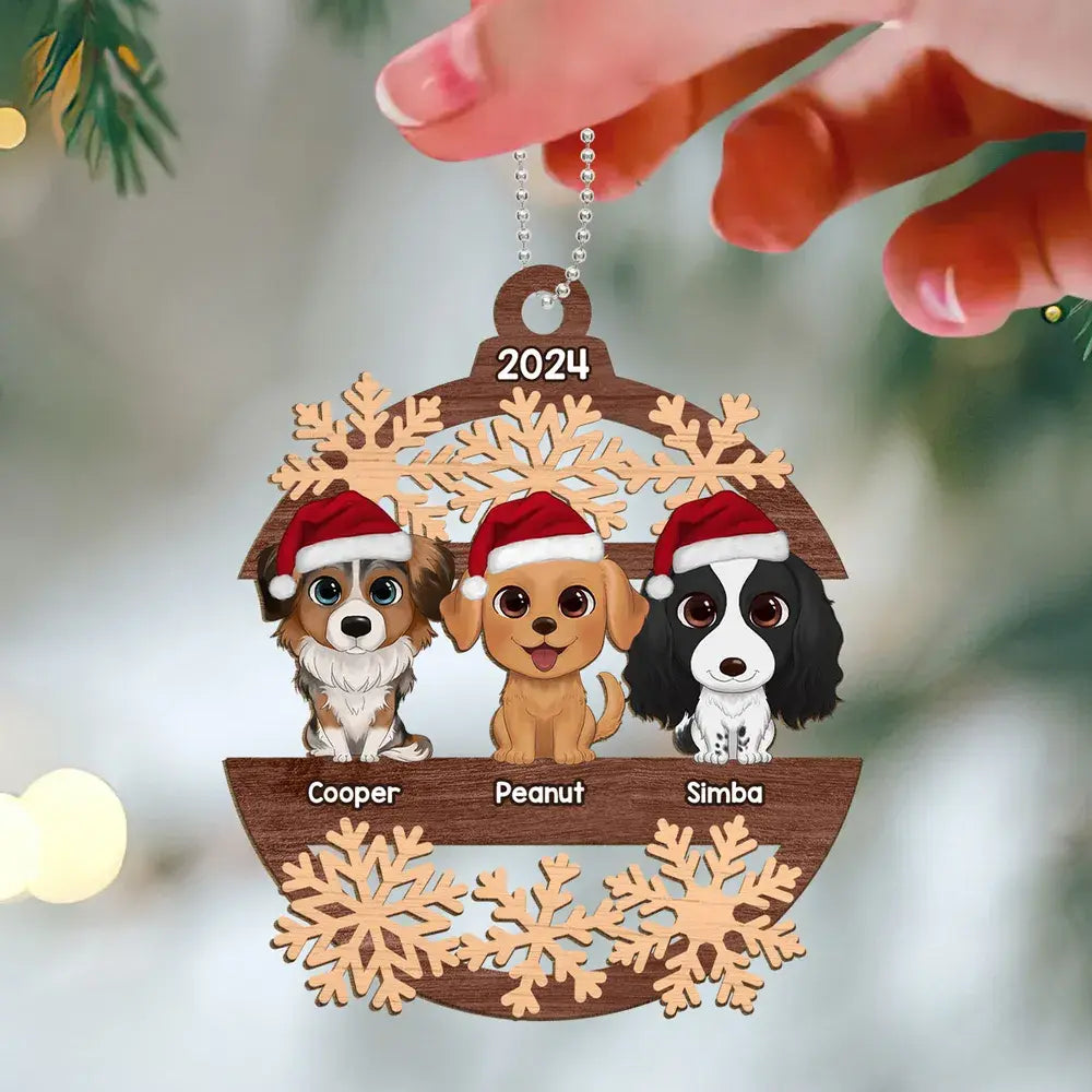 Snowflake Dogs Cats Christmas Sitting Personalized Wooden Ornament Ornament The Next Custom Gift