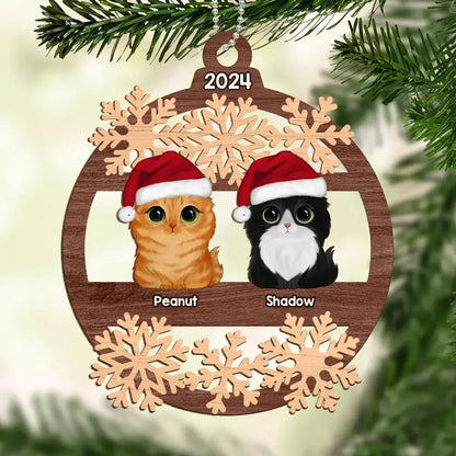 Snowflake Dogs Cats Christmas Sitting Personalized Wooden Ornament Ornament The Next Custom Gift