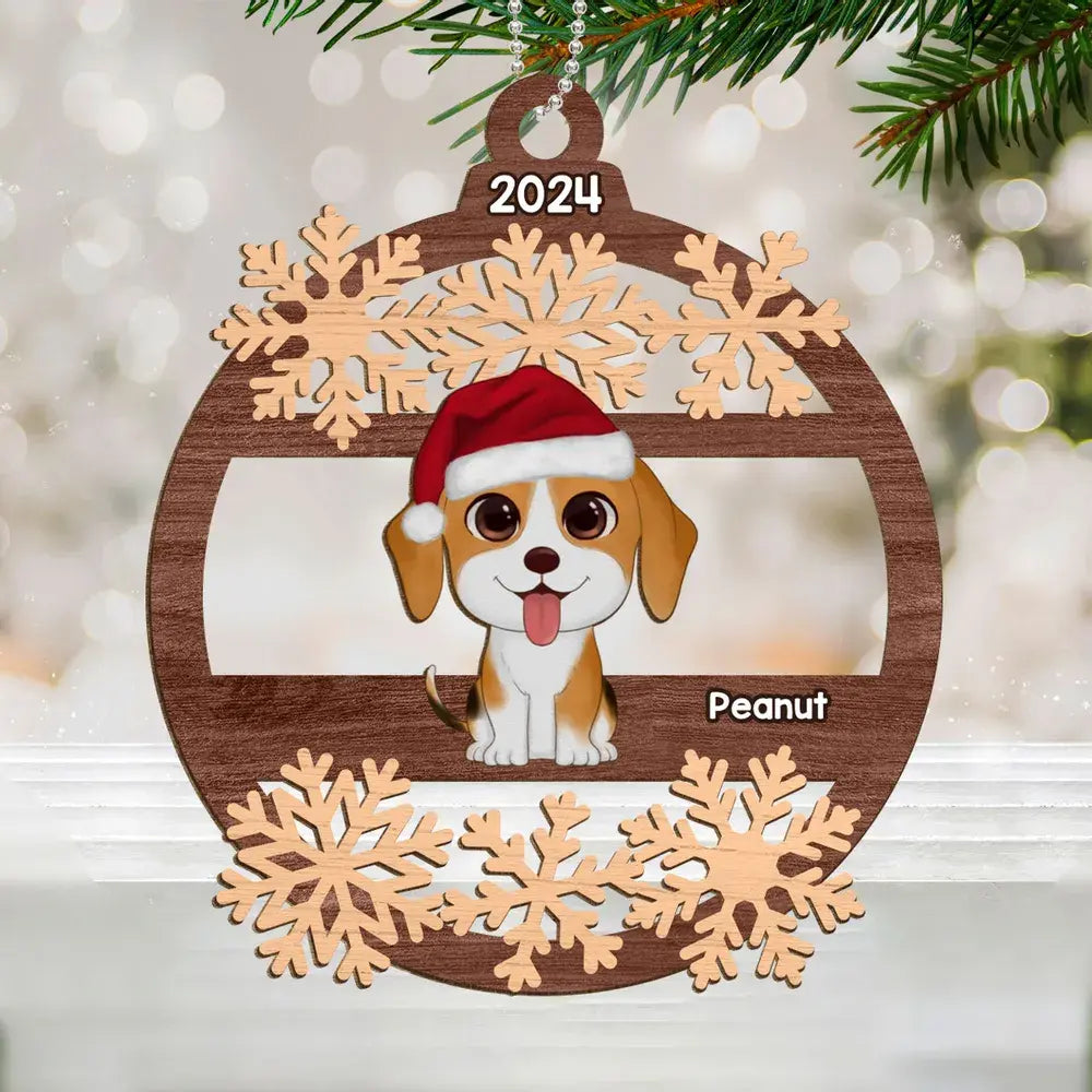 Snowflake Dogs Cats Christmas Sitting Personalized Wooden Ornament Ornament The Next Custom Gift