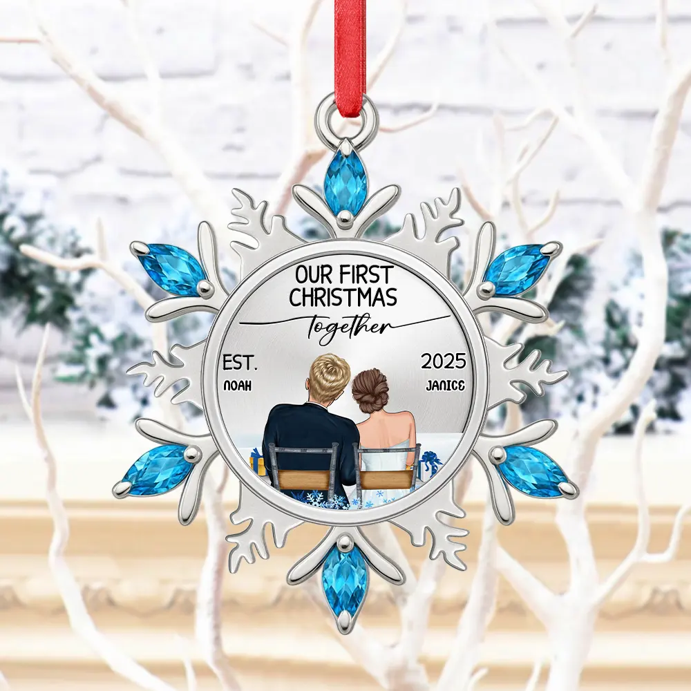 Snowflake First Christmas Couple - Personalized Acrylic Ornament