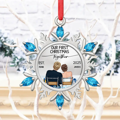 Snowflake First Christmas Couple - Personalized Acrylic Ornament