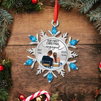Snowflake First Christmas Couple - Personalized Acrylic Ornament