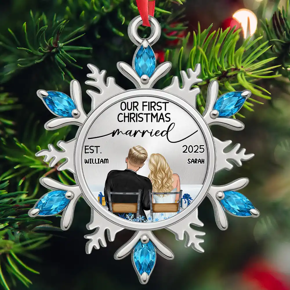 Snowflake First Christmas Couple - Personalized Acrylic Ornament