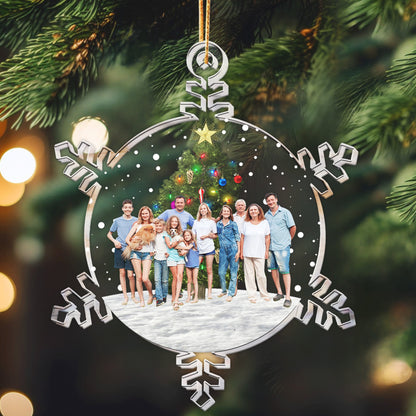 Snowflakes Custom Photo Family, Friends - Personalized Acrylic Photo 2025 Christmas Ornament