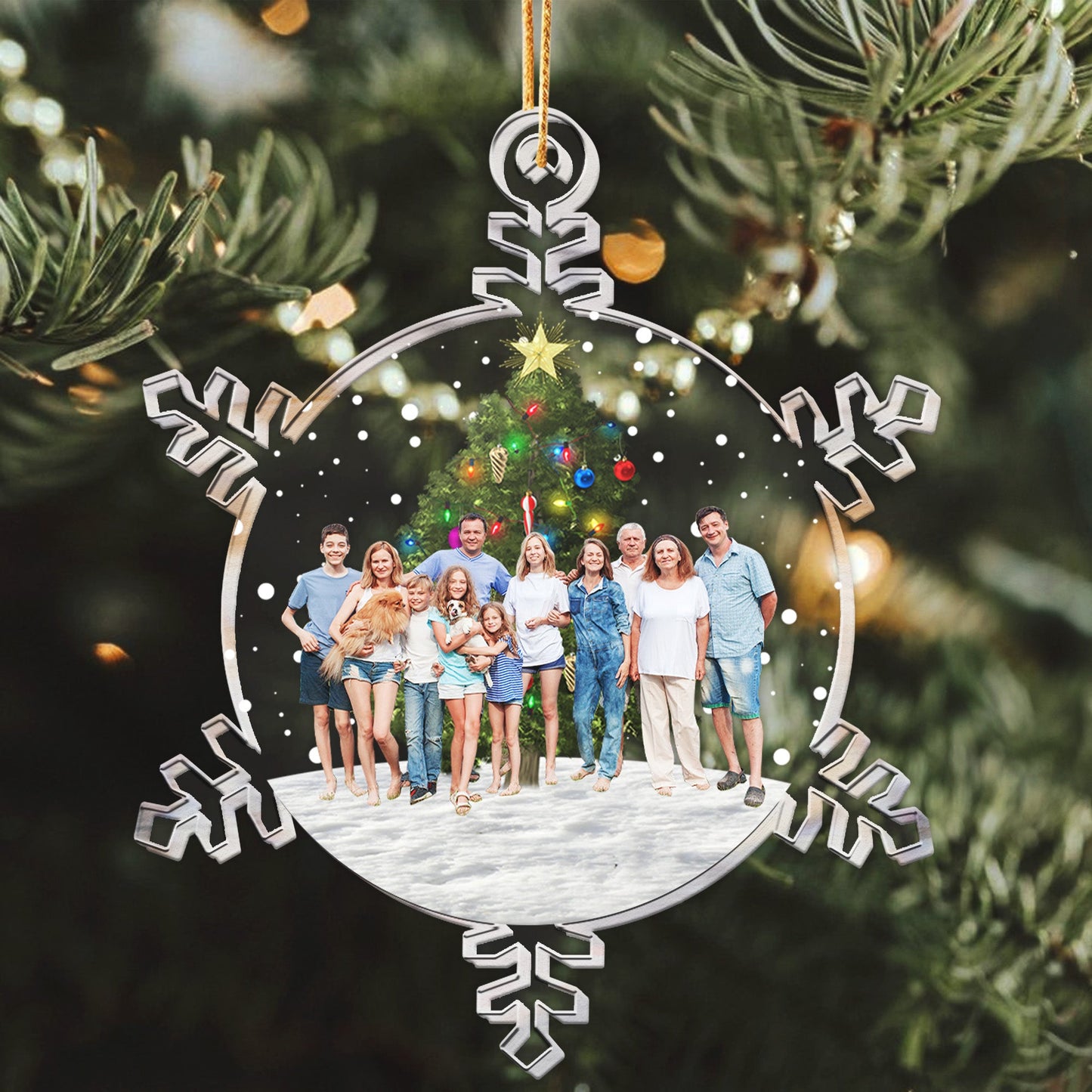 Snowflakes Custom Photo Family, Friends - Personalized Acrylic Photo 2025 Christmas Ornament