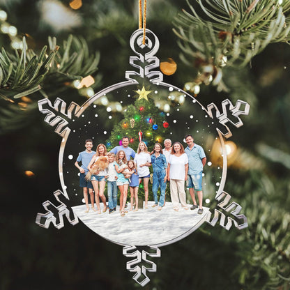 Snowflakes Custom Photo Family, Friends - Personalized Acrylic Photo 2025 Christmas Ornament
