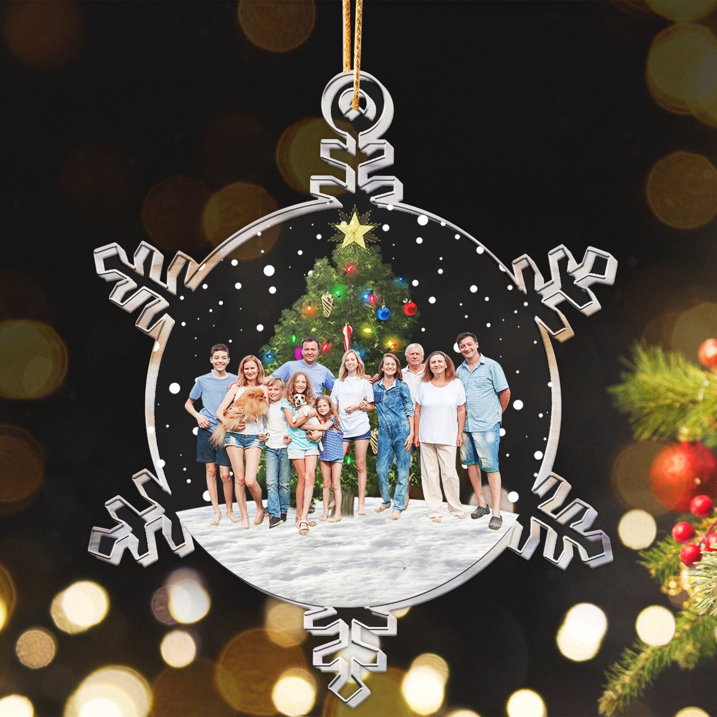 Snowflakes Custom Photo Family, Friends - Personalized Acrylic Photo 2025 Christmas Ornament
