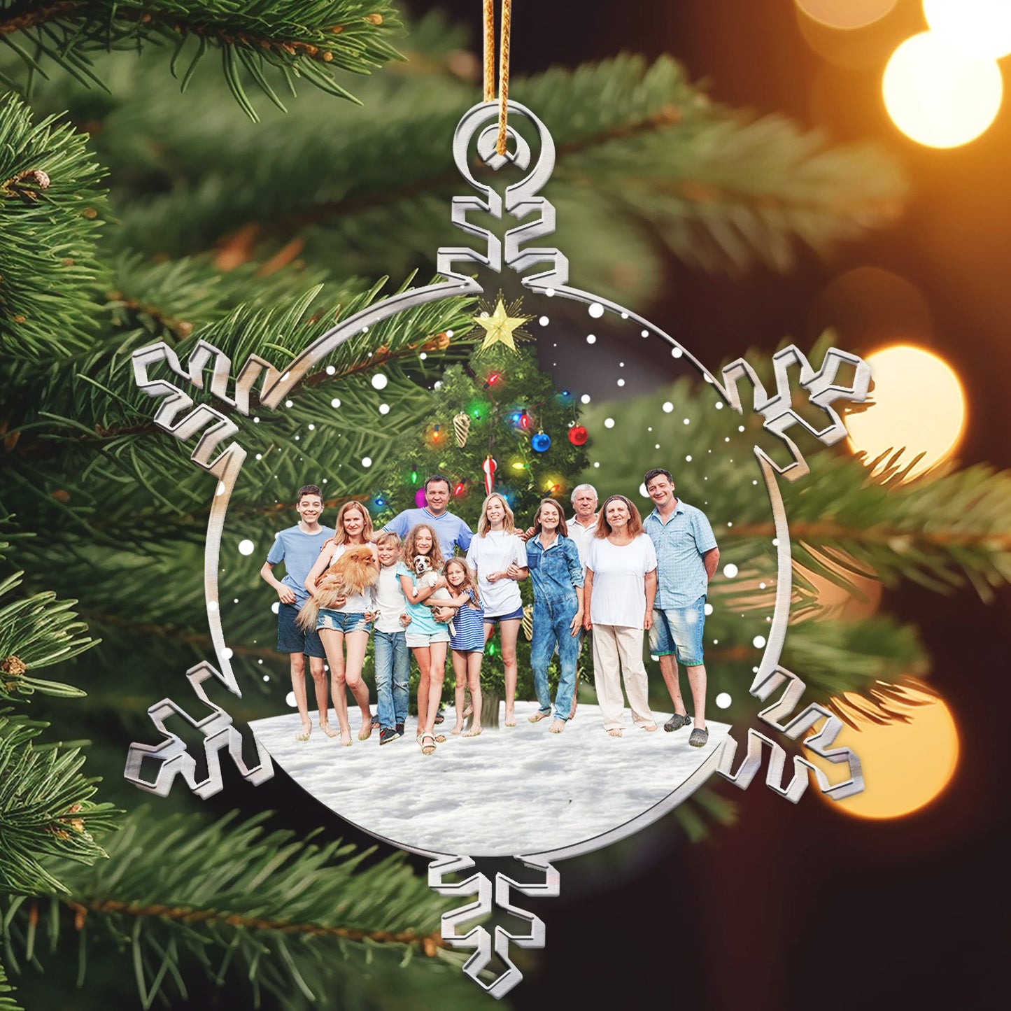 Snowflakes Custom Photo Family, Friends - Personalized Acrylic Photo 2025 Christmas Ornament