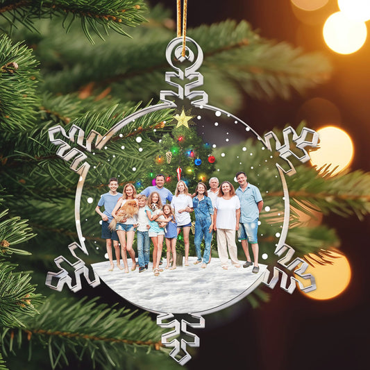 Snowflakes Custom Photo Family, Friends - Personalized Acrylic Photo 2025 Christmas Ornament