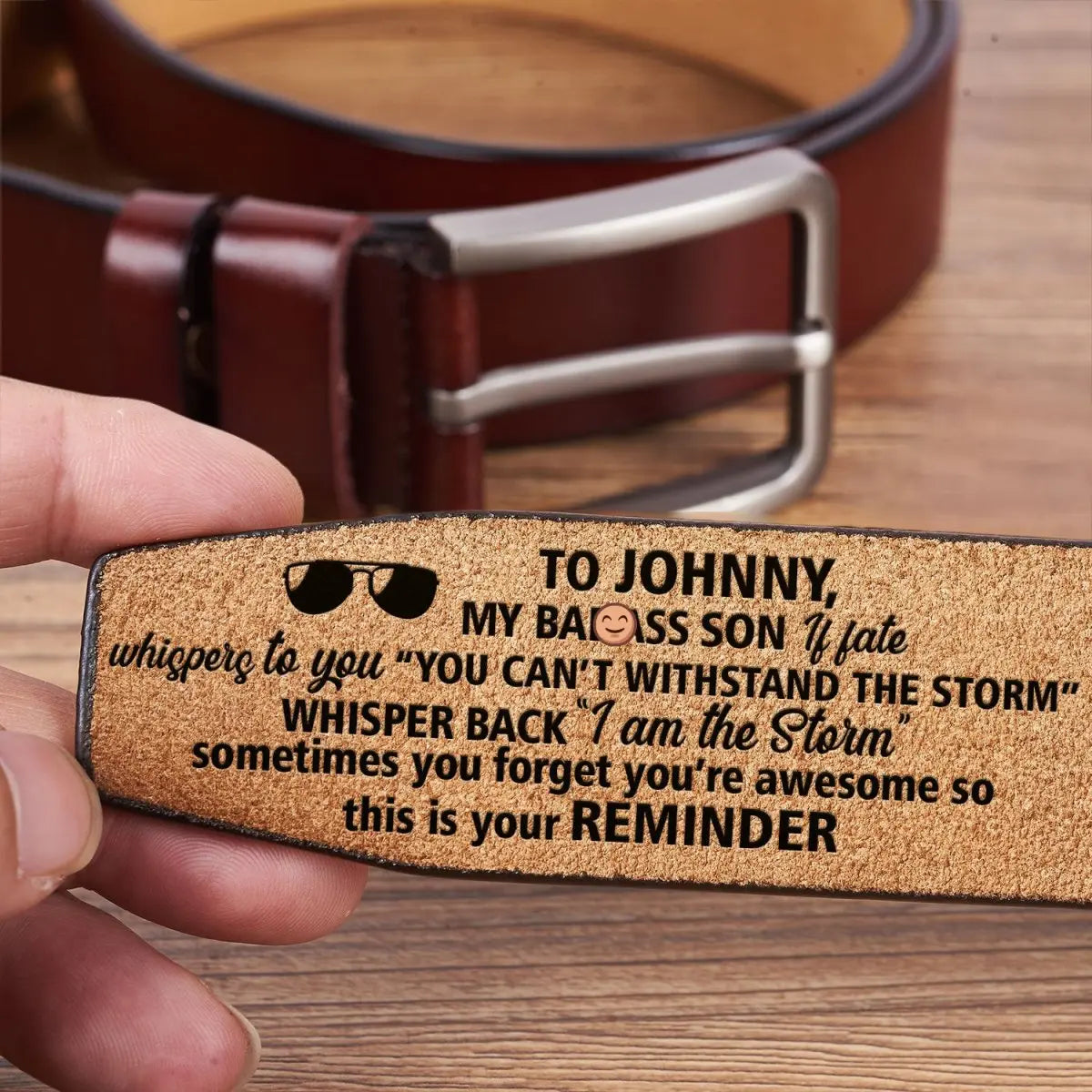 Son - To My Son This Is Your Reminder - Personalized Engraved Leather Belt