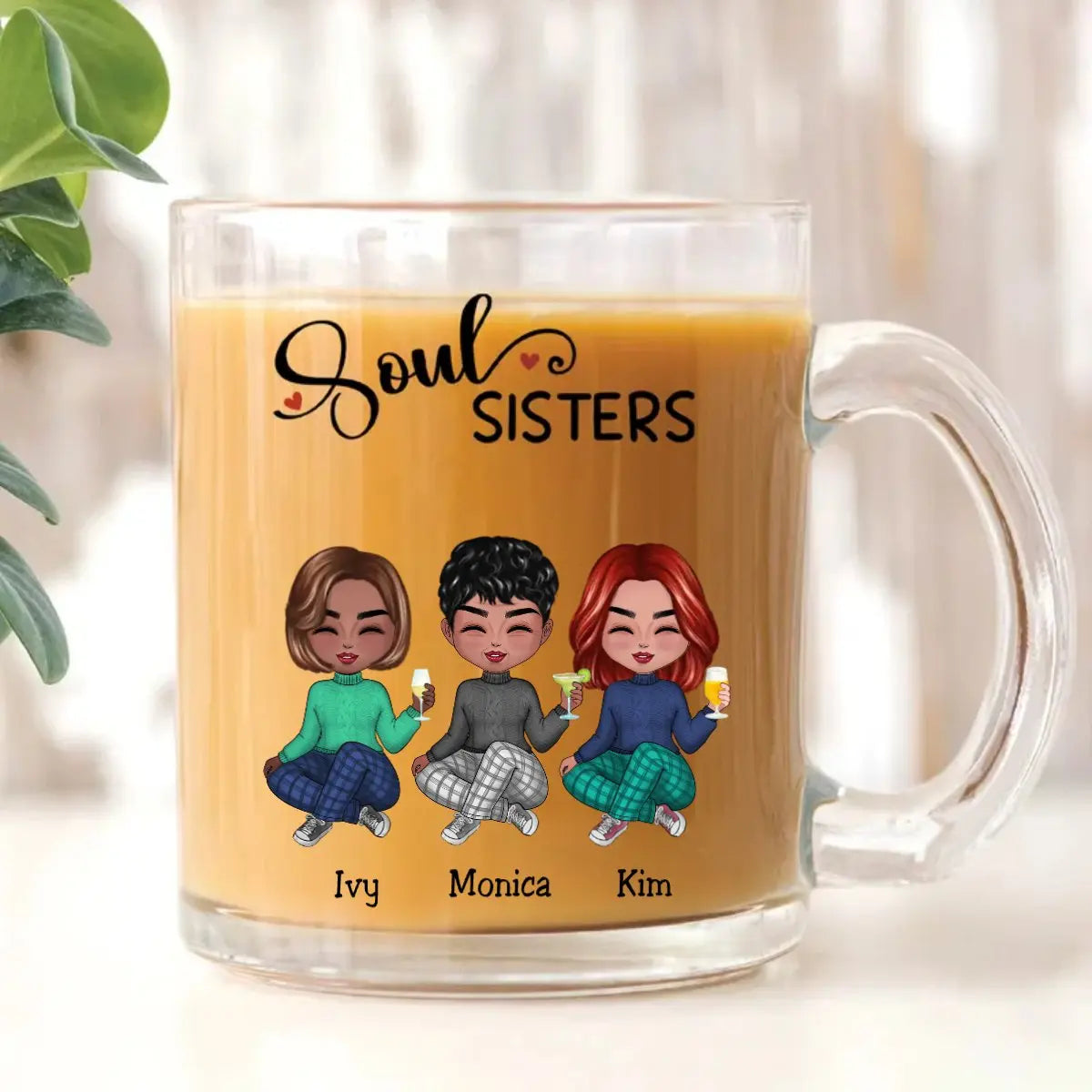 Soul Sisters - Personalized Glass Mug Glass Mug The Next Custom Gift