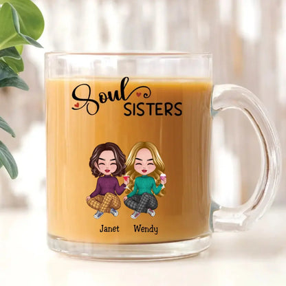 Soul Sisters - Personalized Glass Mug Glass Mug The Next Custom Gift