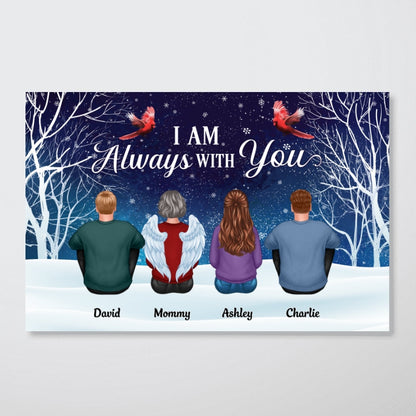 Always With You Family Sitting In Snow Memorial Remembrance Gift Personalized Horizontal Poster