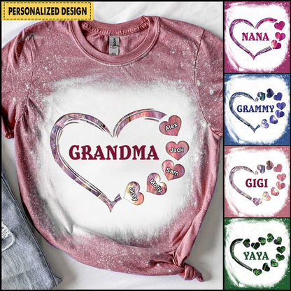 Sparkling Grandma - Mom With Sweet Heart Kids, Multi Colors Personalized 3D T-Shirt