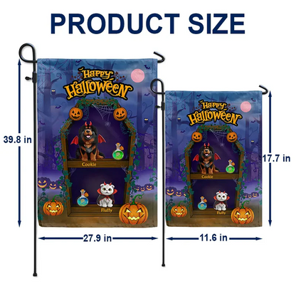 Spooky Cute Pets In Coffin Shelves - Personalized Flag