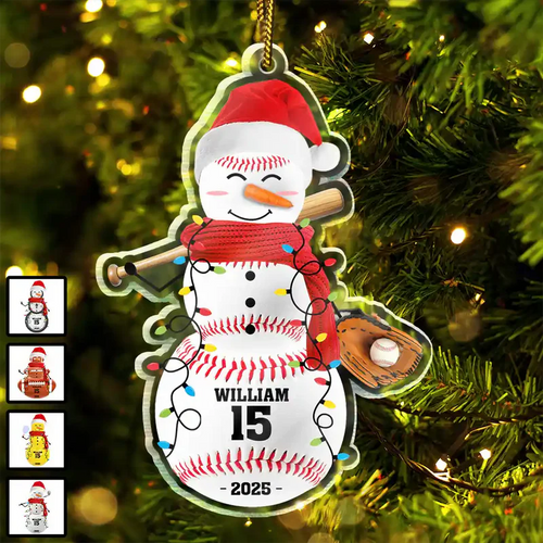 Sports Snowman - Personalized Custom Shaped Acrylic Ornament
