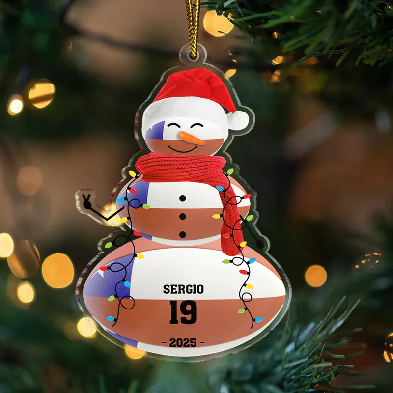 Sports Snowman - Personalized Custom Shaped Acrylic Ornament
