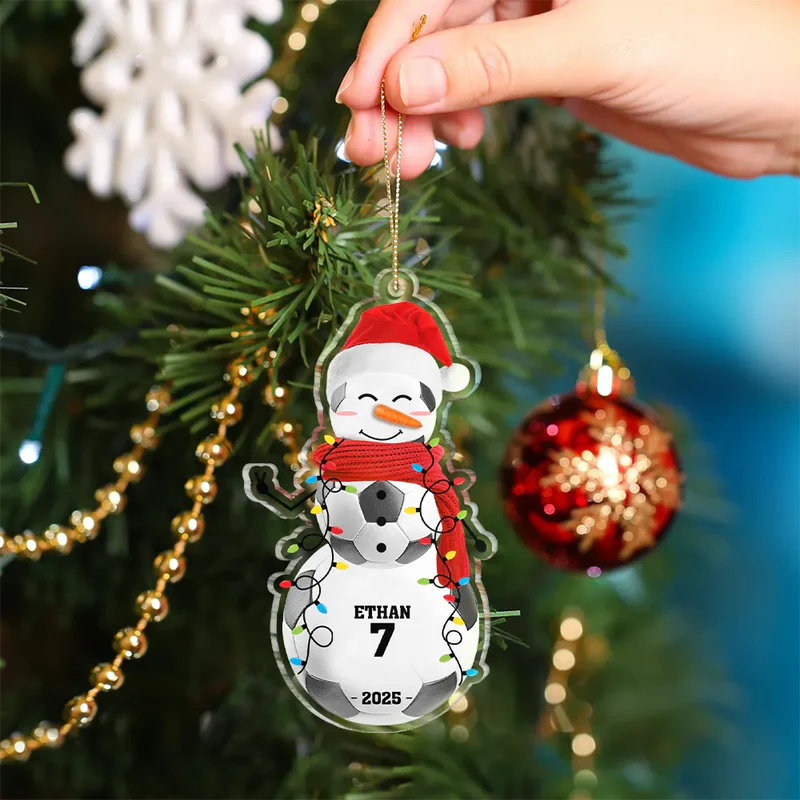 Sports Snowman - Personalized Custom Shaped Acrylic Ornament