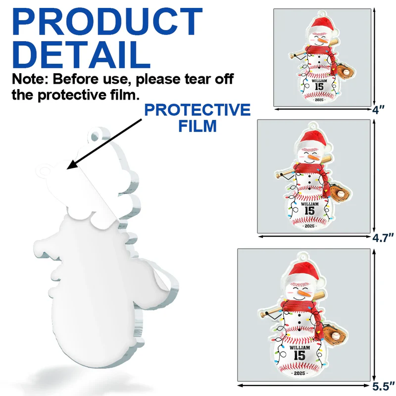 Sports Snowman - Personalized Custom Shaped Acrylic Ornament