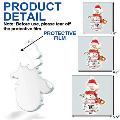 Sports Snowman - Personalized Custom Shaped Acrylic Ornament