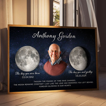 Memorial Keepsake Lost Loved One Custom Photo Moon Phase Art Sympathy Gift Personalized Poster