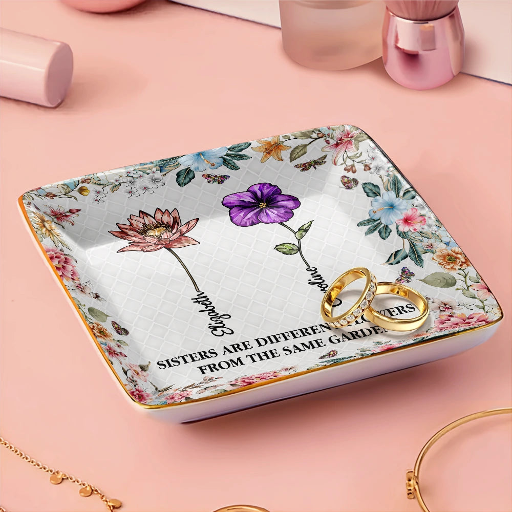 Stained Glass Birth Flower Mosaic Art Friendship Is A Journey - Personalized Ring Dish