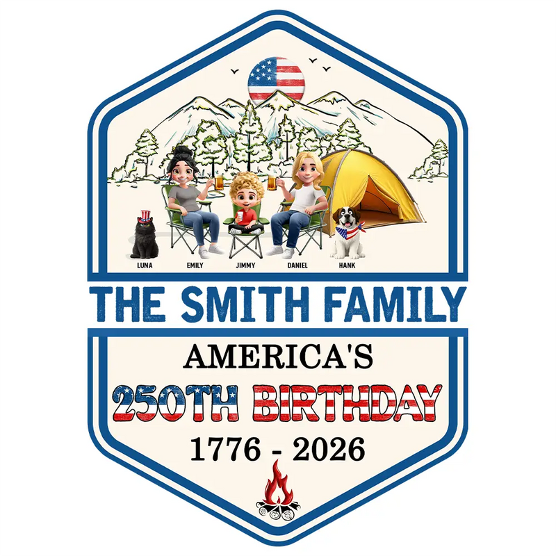 Stars And Stripes 250th Birthday Of America - Personalized Decor Decal