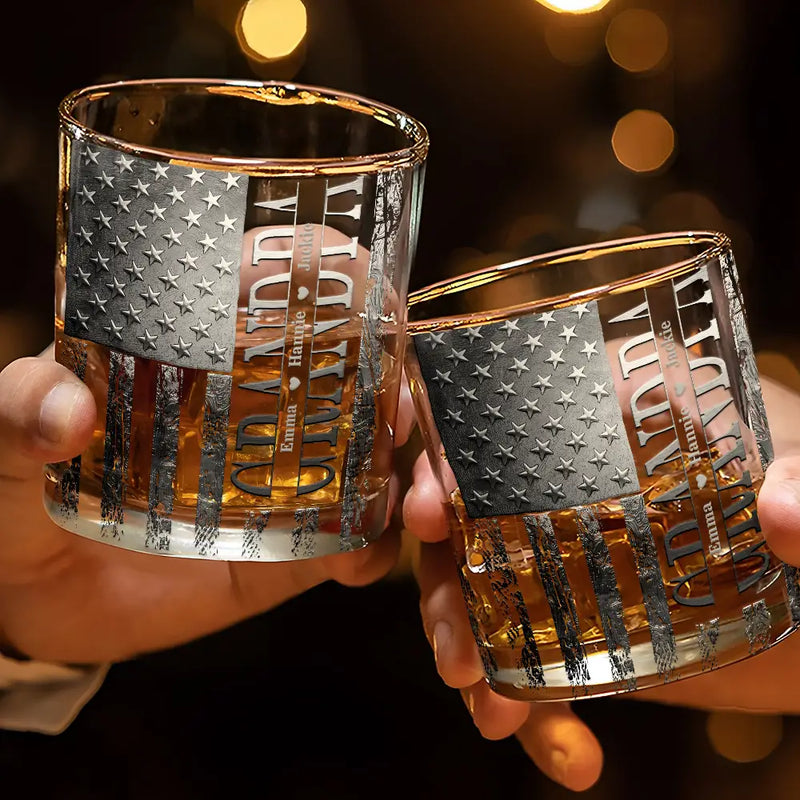 Stars & Stripes Dad - Personalized Whiskey Glass