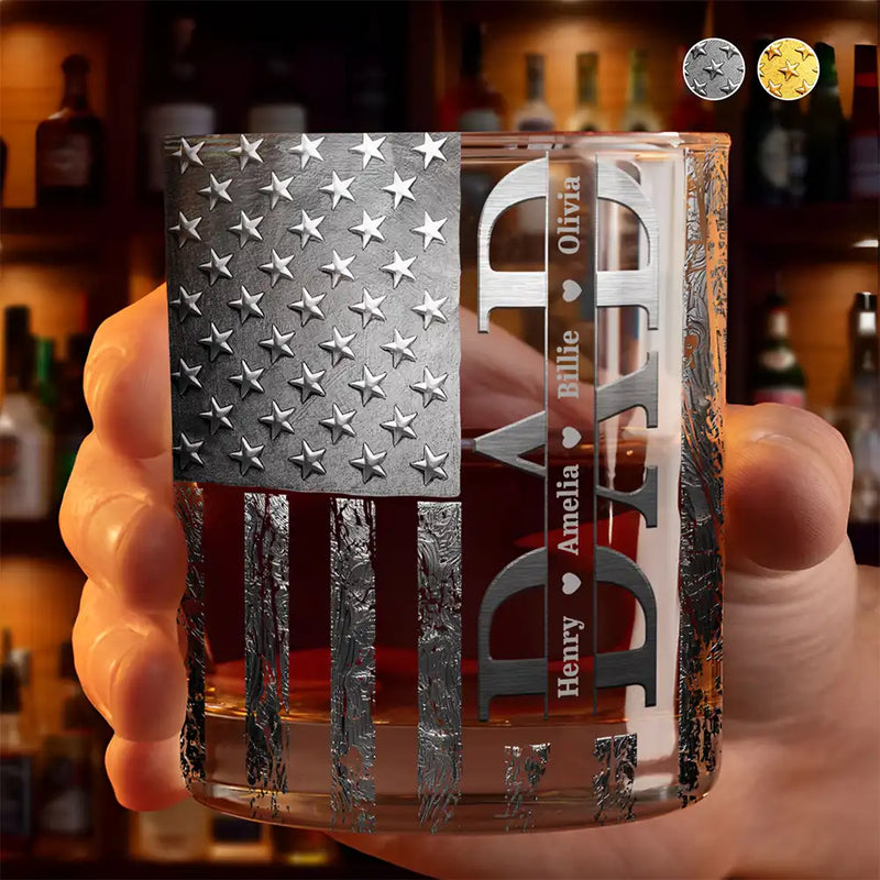 Stars & Stripes Dad - Personalized Whiskey Glass