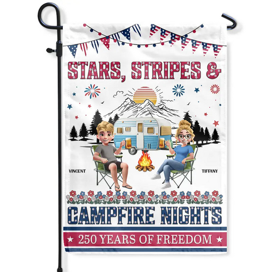 Stars & Stripes & Campfire Nights - Personalized Flag