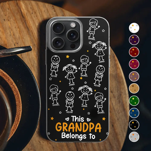 Stick Figures This Grandpa Grandma Belongs To Kids Pet - Personalized Clear Phone Case
