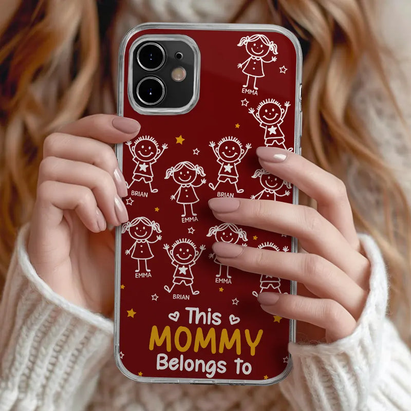 Stick Figures This Grandpa Grandma Belongs To Kids Pet - Personalized Clear Phone Case