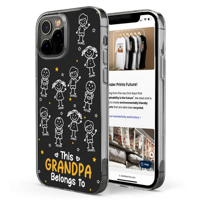 Stick Figures This Grandpa Grandma Belongs To Kids Pet - Personalized Clear Phone Case
